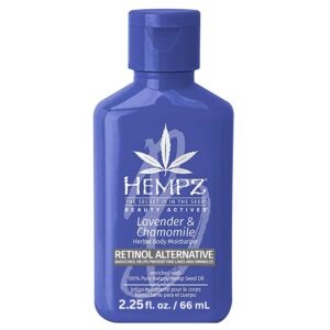 hempz body lotion - lavender & chamomile limited edition mini daily moisturizing cream, shea butter, aloe, body moisturizer - travel size 2.25 fl oz