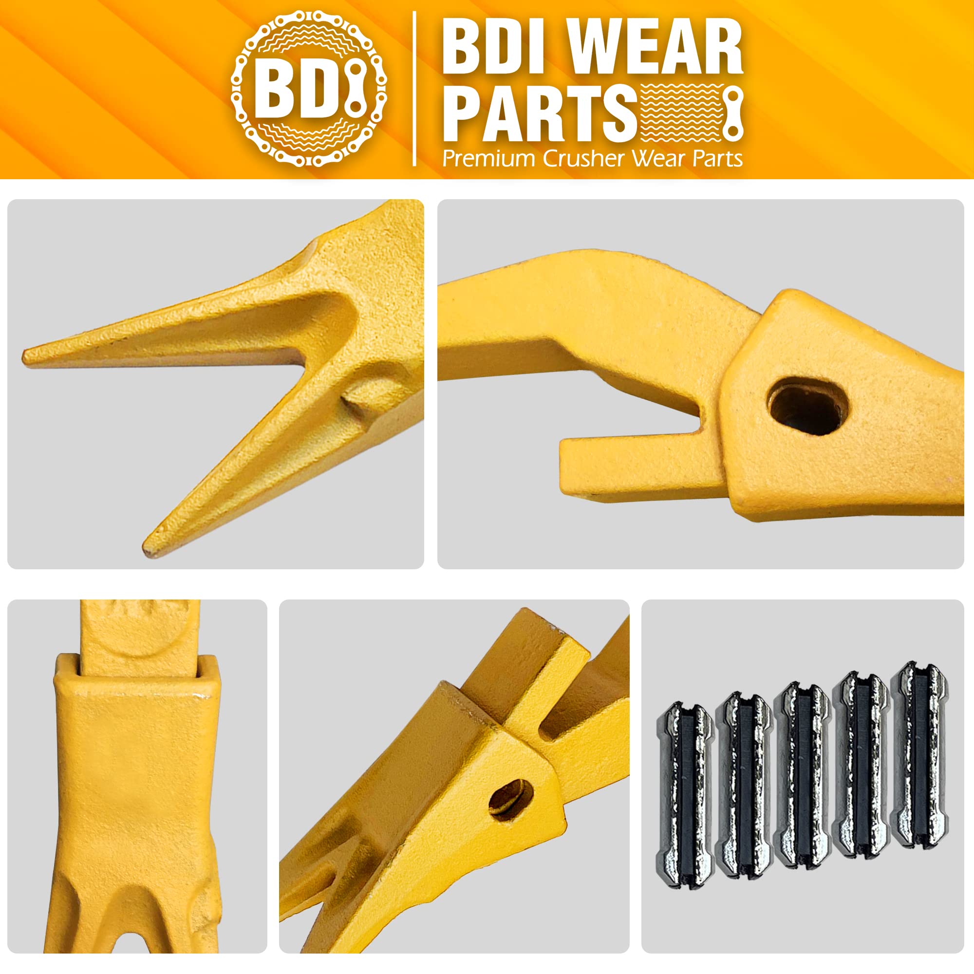 BDI Wear Parts 2740W23 Bucket Tooth Seat Adapter +23WTL H&L Tiger Bucket Digging Teeth/Bucket Teeth and 23FP Flexible Pin Combination (5)