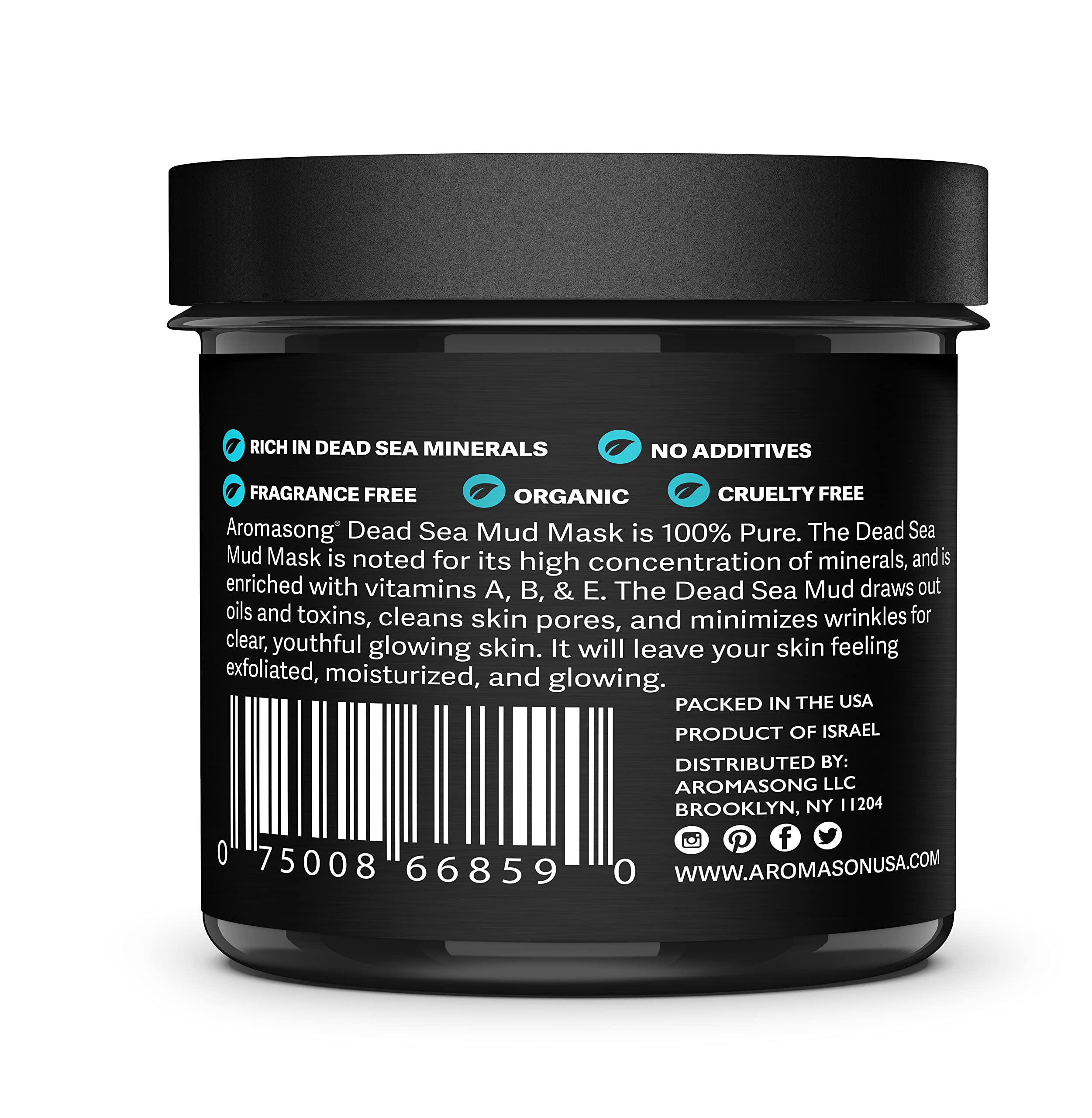 Aromasong 100% Pure Dead Sea Mud Mask for Face - Cleansing Natural Skin Care for Women and Men