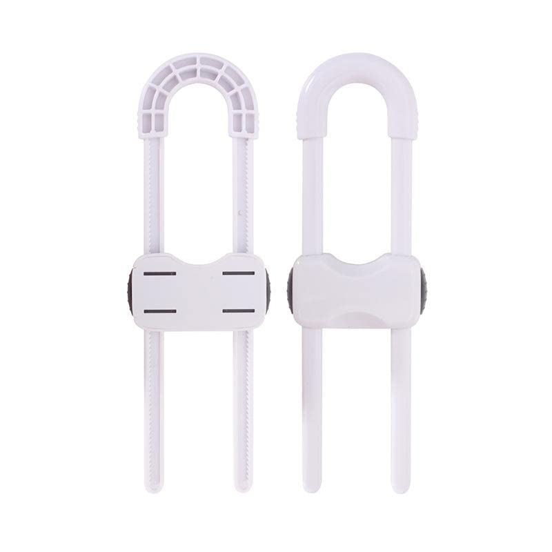 Child Safety Locks for Cabinets and Drawers 10 Pieces- Adjustable U-Shaped Safety Cabinet Locks for Babies - White baby proof cabinet locks for Doors and Drawers Pieces (10)