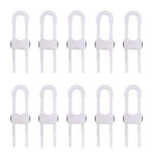 Child Safety Locks for Cabinets and Drawers 10 Pieces- Adjustable U-Shaped Safety Cabinet Locks for Babies - White baby proof cabinet locks for Doors and Drawers Pieces (10)