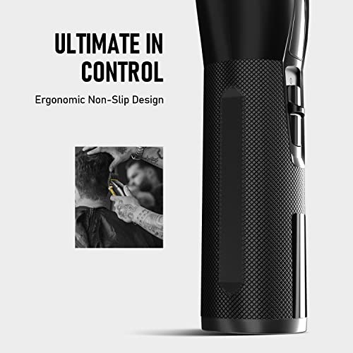 SUPRENT PRO Professional Hair Clippers for Men- USB-C Rechargeable Barber Hair Trimmer & T-Blade Trimmer Combo with 5V-Boost Technology- Cordless Clippers- LED Display Black