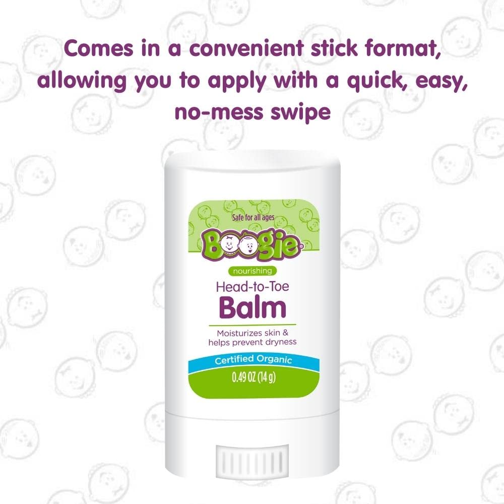 Baby Balm Stick by the Makers of Boogie Wipes, Moisturizes and Soothes from Head to Toe, Hypoallergenic, Naturally Derived, 0.49 oz, Pack of 1