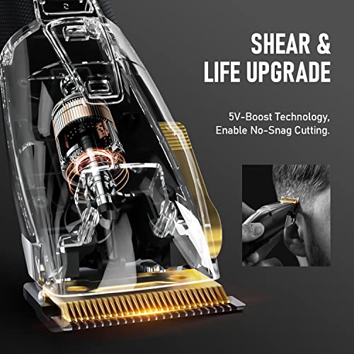 SUPRENT PRO Professional Hair Clippers for Men- USB-C Rechargeable Barber Hair Trimmer & T-Blade Trimmer Combo with 5V-Boost Technology- Cordless Clippers- LED Display Black