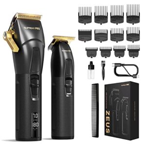 suprent pro professional hair clippers for men- usb-c rechargeable barber hair trimmer & t-blade trimmer combo with 5v-boost technology- cordless clippers- led display black