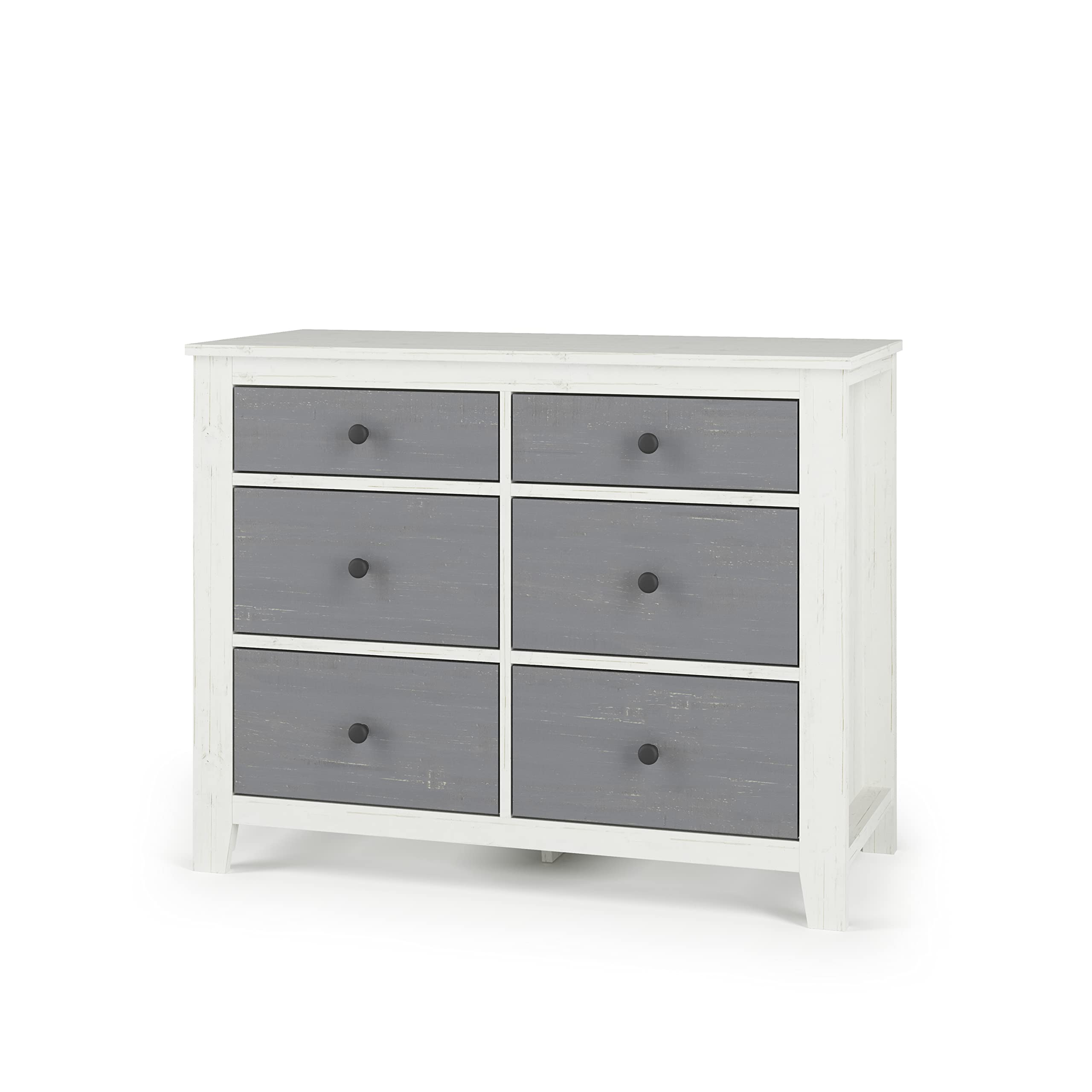 Child Craft Ocean Grove 6 Drawer Dresser for Nursery or Bedroom, Plenty of Storage, Anti-Tip Kit Included to Prevent Tipping, Non-Toxic, Baby Safe Finish (White/Gray)