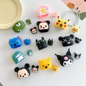 3D Cute Cartoon Designs Protective Case,Cute Cartoon Lightning Cable Protector Cover, for iPhone Charger Cute Case Compatible with Apple 20W USB-C Power Adapter Charger Cable (Melody)