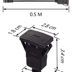 CERRXIAN 0.5m Up Angle USB C 3.1 Male to Female Square Flush Mount Panel Cable for Car, Boat, Motorcycle, Truck Dashboard(U-C3.1)