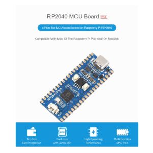 waveshare RP2040-Plus Mini Board with Pre-Soldered Header Pico-Like MCU Board Based on Raspberry Pi RP2040 Chip,Dual-core Arm Cortex M0+ Processor,USB-C Connector,16MB Flash,Higher Current DC-DC Chip