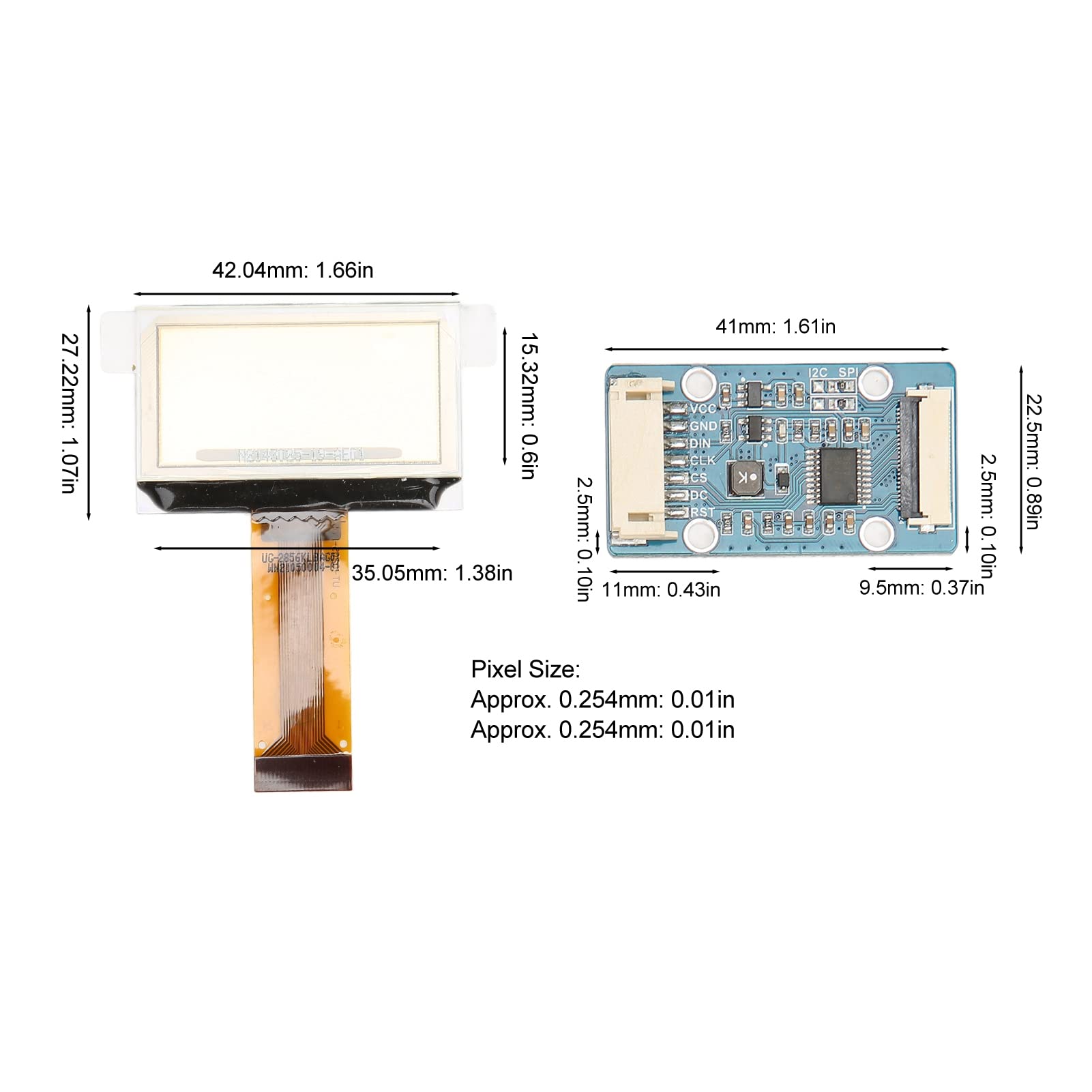 1.51 Inch Screen Module Kit, with RGB Module, SPI I2C Interface, Full Viewing Angle Design, 128 X 64 Resolution, Transparent Blue Display, for STM32