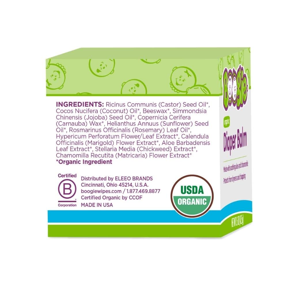 Boogie Diaper Rash Balm for Baby, USDA Certified Organic, Made with Naturally Derived Ingredients, 1.5 oz (Pack of 1)