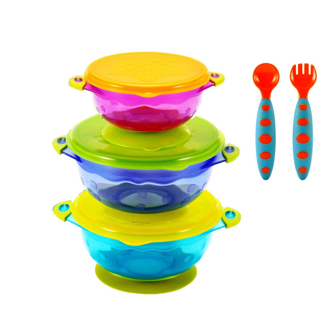 PandaEar Divided Unbreakable Silicone Baby and Toddler Plates & Stay Put Spill Proof Stackable Baby Suction Bowls