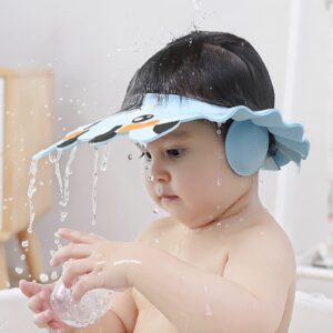 Baby Shower Cap Bathing Protection Adjustable Hair Washing Hat Silicone Bath Head Cap Visor Cap Waterproof Shampoo Cap Soft Bathing Hat for Toddlers Kids Baby 0-6 Years