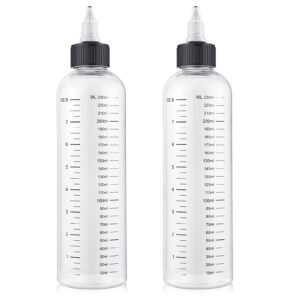 besarme 2 pack applicator bottle for hair, 8.5 ounce hair oil applicator plastic squeeze bottle root hair dye bottle twist-on top tip cap with clear graduated scale