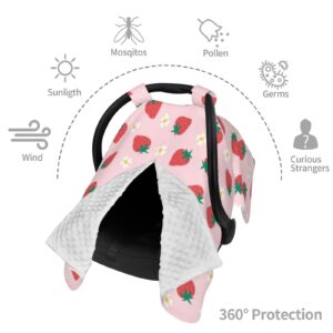 KiuLoam Strawberry Flowers Baby Car Seat Canopy, Nursing Cover for Mom Breastfeeding Scarf, Infant Car Seat Cover/Multiuse Baby Stroller Covers for Babies Boys Girls