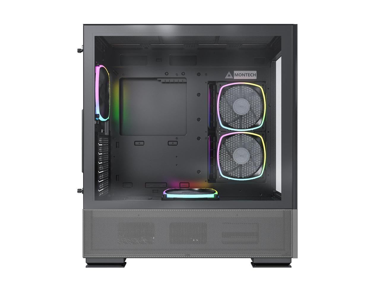 Montech Sky Two, Dual Tempered Glass, 4X PWM ARGB Fans Pre-Installed, ATX Gaming Mid Tower Computer Case, Type C, High Airflow Performance- Black