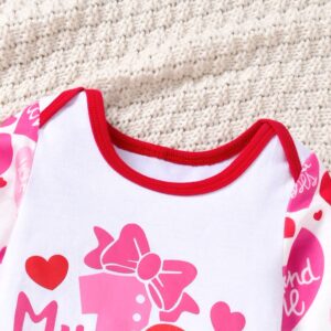 MINIFEIKO 0-3 Months Baby Girl Valentiens Day Clothes 1st My Heart Romper Outfit