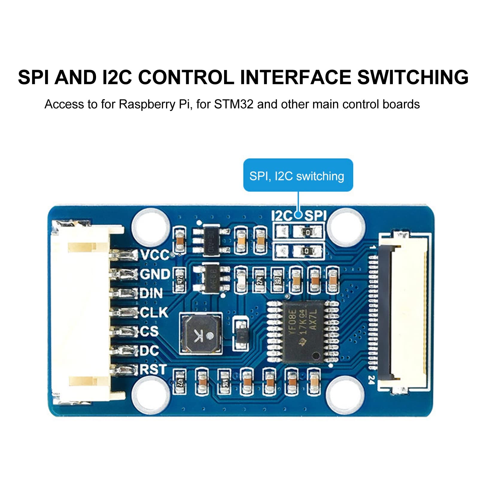 1.51 Inch Screen Module Kit, with RGB Module, SPI I2C Interface, Full Viewing Angle Design, 128 X 64 Resolution, Transparent Blue Display, for STM32