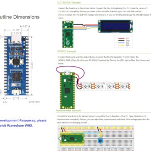 waveshare RP2040-Plus Mini Board with Pre-Soldered Header Pico-Like MCU Board Based on Raspberry Pi RP2040 Chip,Dual-core Arm Cortex M0+ Processor,USB-C Connector,16MB Flash,Higher Current DC-DC Chip