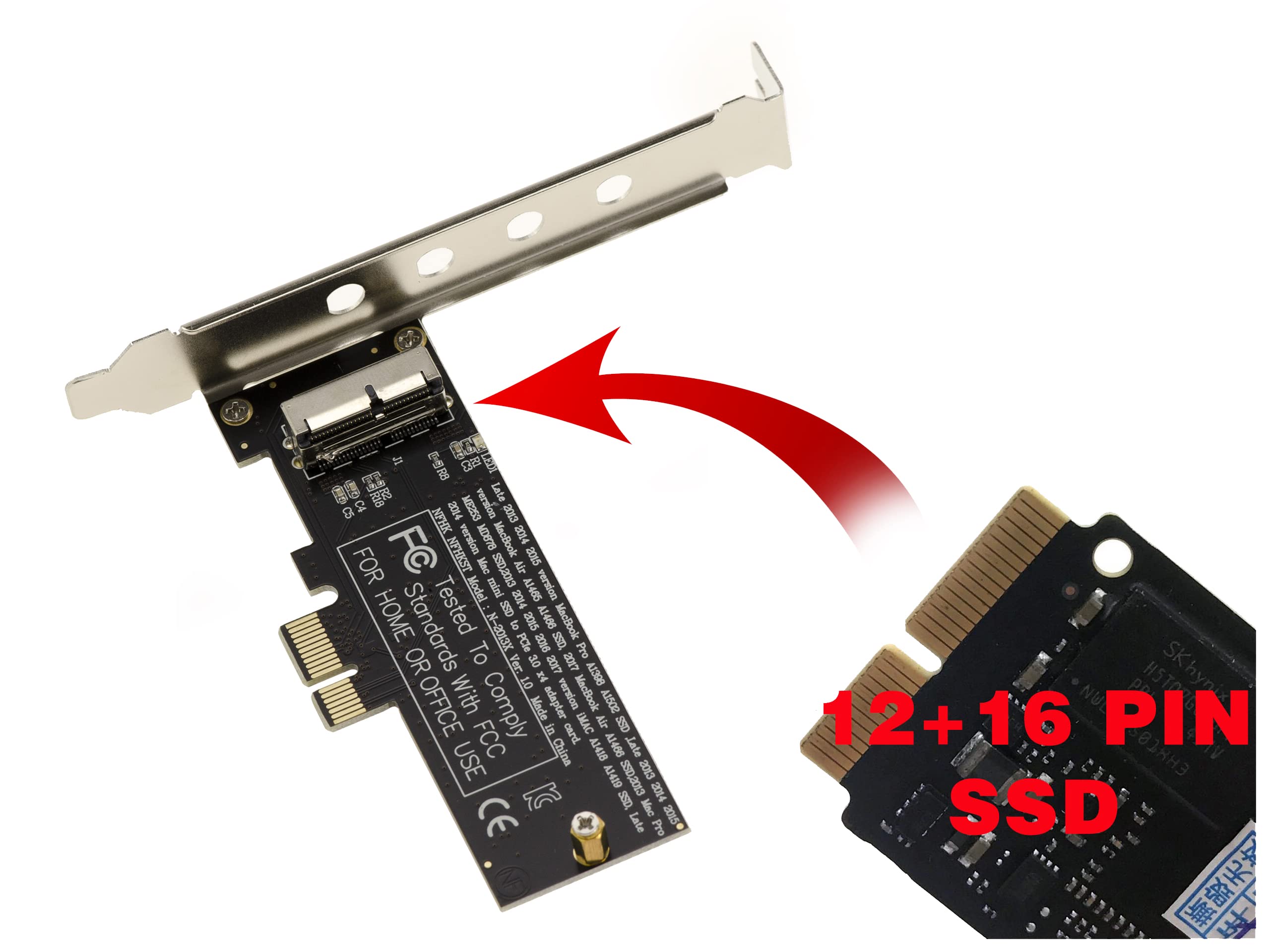 KALEA-INFORMATIQUE PCIe Controller Card Compatible for Mac 2013 SSD and Plus in 28 pin 12+16 Pins - PCI Express x4