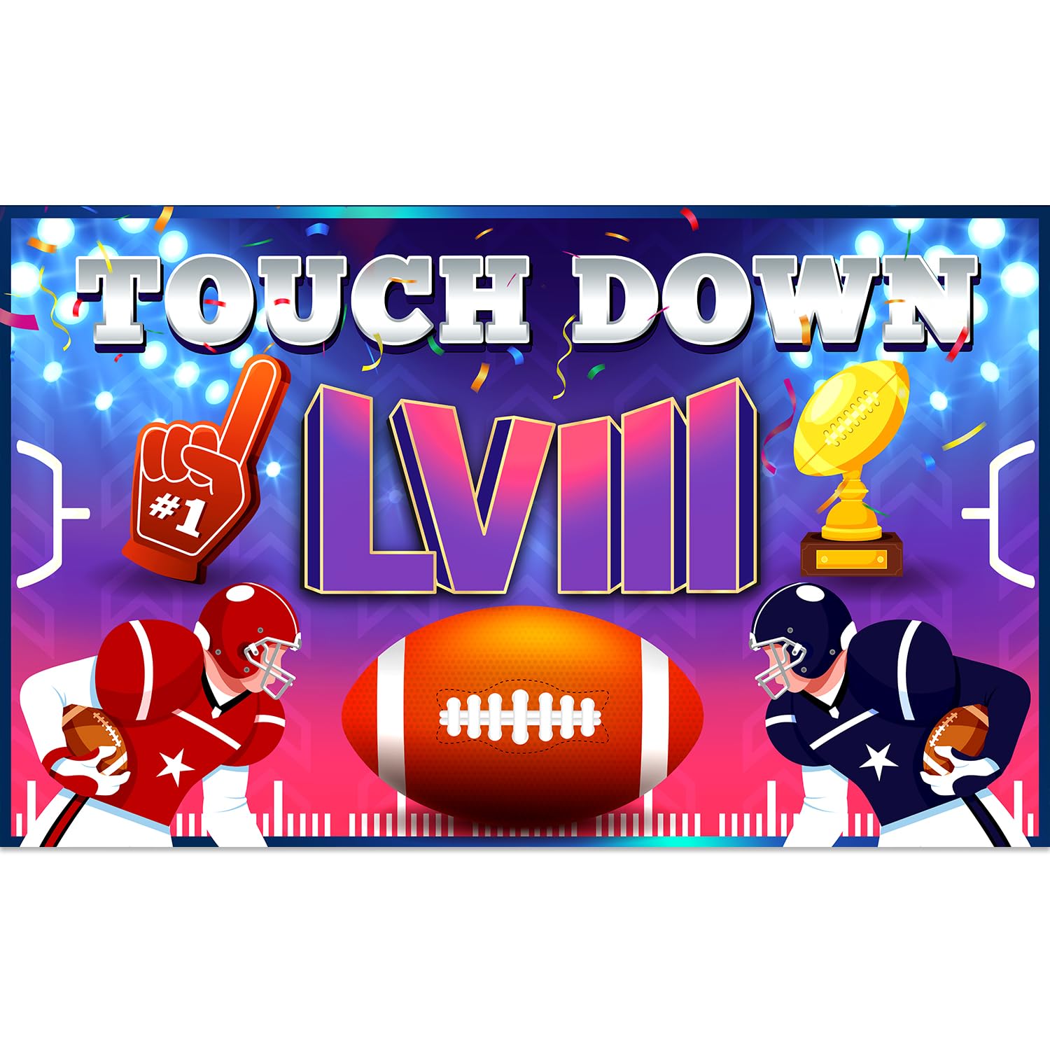 Large 71" X 43" Super Football Backdrop, Super Football Party Decorations 2024 Backdrop, Super Football Decorations 2024 Touchdown Banner, Super Football Party Supplies 2024 tineit