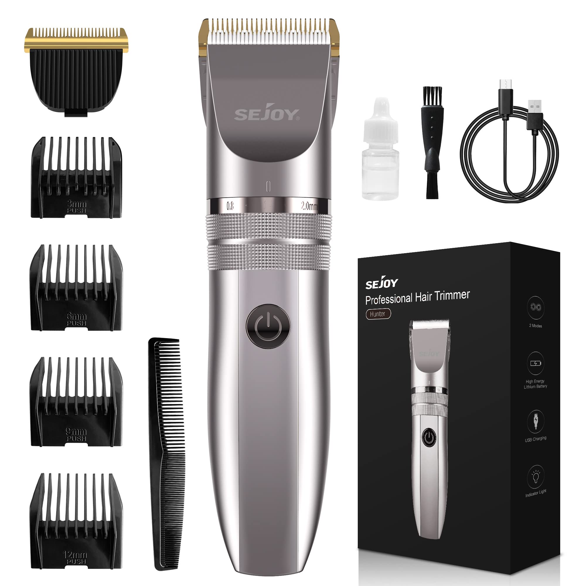 Sejoy Hair Clippers for Men, Cordless Hair Trimmer Zero Gapped Clippers for Men Women Kids Barbers Kit for Household Rechargeable