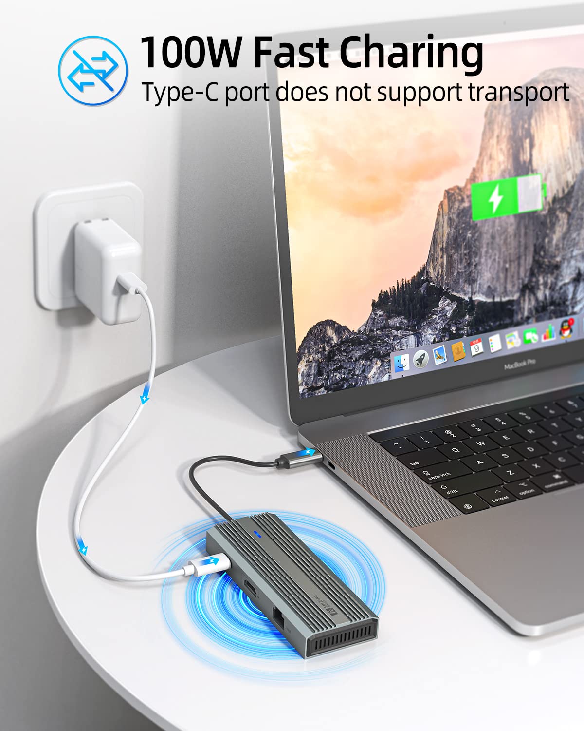 USB C Hub, SANZANG 8 in 1 USB-C Docking Station to HDMI Adapter, 4K@60Hz HDMI, 1Gbps Ethernet,100W Pass-Through Charging, SD/TF Card Slot,5Gbps 3.0 High Speed for MacBook