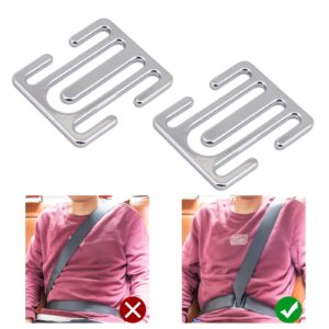 car seat belt clip seat belt adjuster buckle comfortable universal shoulder neck seatbelt lock positioner latch for adults, kids, pregnant, fat man 2pack silver txzwjz