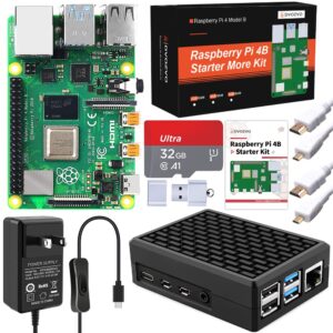 dvozvo raspberry pi 4 4gb starter kit, 5v 4a raspberry pi 4 power supply with on/off switch,raspberry pi 4 aluminum case,4k hdmi cables for raspberry pi 4b - 32gb edition (4gb ram)