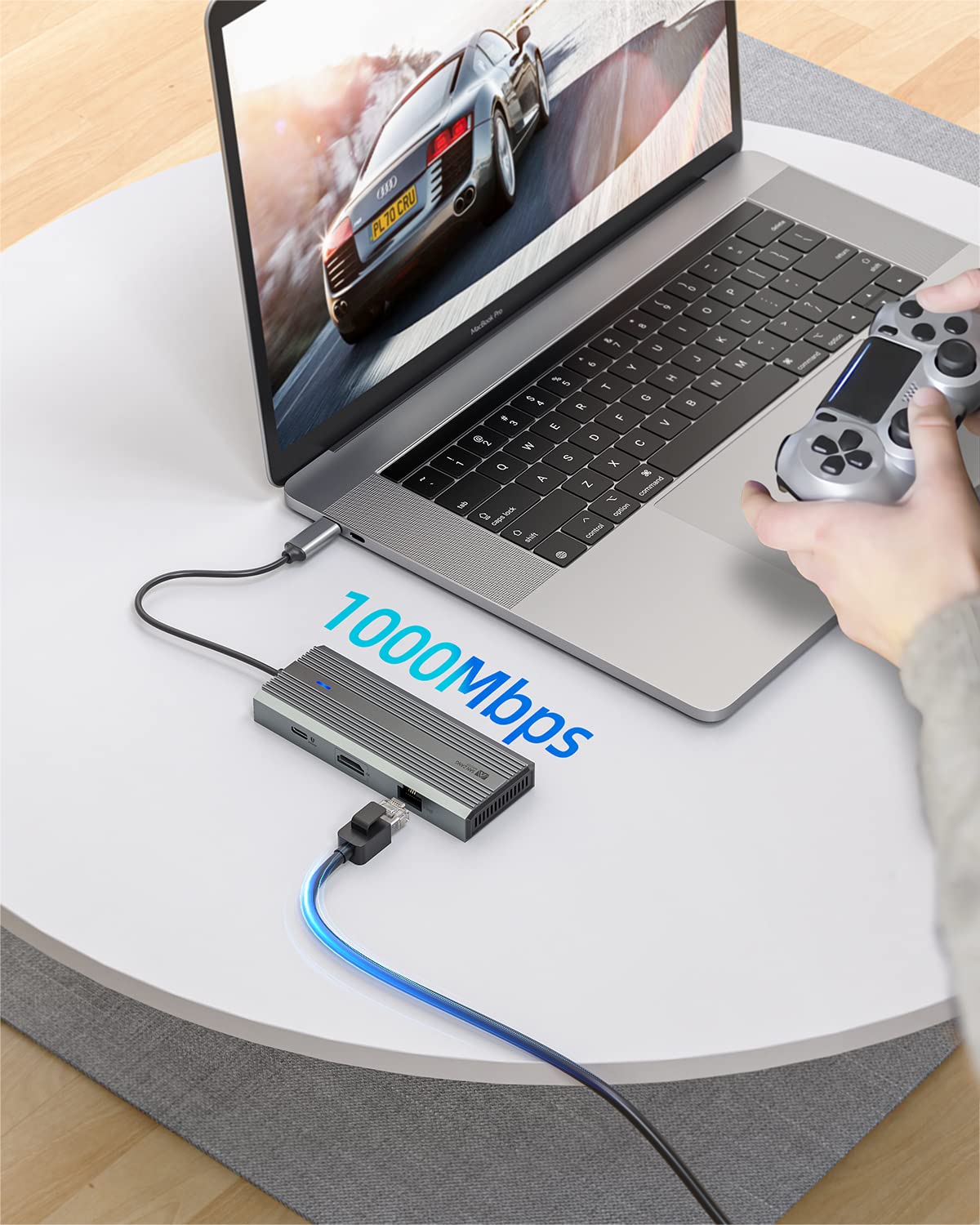 USB C Hub, SANZANG 8 in 1 USB-C Docking Station to HDMI Adapter, 4K@60Hz HDMI, 1Gbps Ethernet,100W Pass-Through Charging, SD/TF Card Slot,5Gbps 3.0 High Speed for MacBook