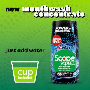 Crest Scope Squeez Mouthwash Concentrate, Cool Peppermint Flavor, 50mL Bottle, Equal Uses up to 1L Bottle *vs 1L Scope Outlast Mouthwash, Squeez to Control The Strength