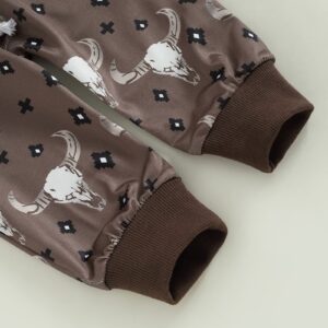 Omkzanbi Baby Western Cowboy Clothes Cow Printed Sweatshirt Pullover Retro Boho Jogger Pants Toddlers Boy Fall Winter Outfit (Howdy Western Cowboy Suit, 18-24 Months)