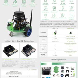 Waveshare JetBot Professional Version ROS AI Kit, Dual Controllers AI Robot, Lidar Mapping, Vision Processing, Includes Waveshare Jetson Nano Dev Kit 4GB (NOT Support Nano 2GB)