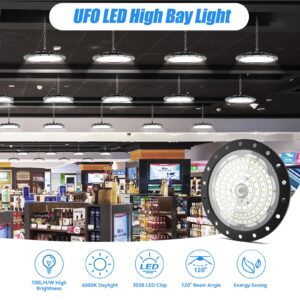 loyal 6 Packs 200W UFO LED High Bay Light, 20000LM LED High Bay Shop Light, 6000K Daylight LED Bay Light with 1.2M Cable US Plug, Commercial High Bay Lighting for Warehouse Workshop Garage Factory