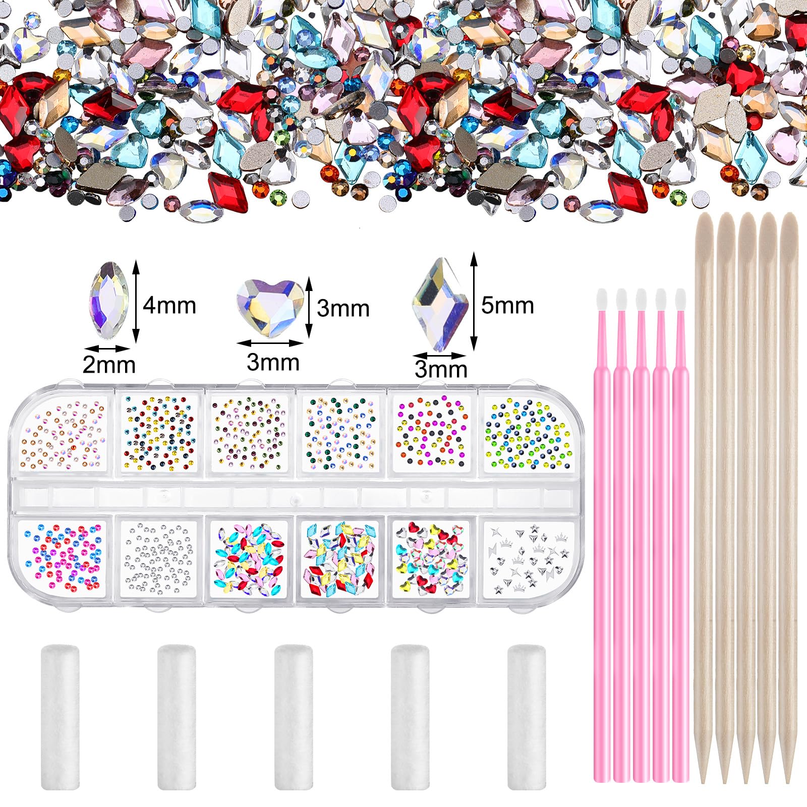 377 Pieces Tooth Gem Kit Tooth Jewelry Kit DIY Fashionable Tooth Artificial Crystal Reflective Tooth for Halloween Christmas Teeth Party Decorations (Bright Style)