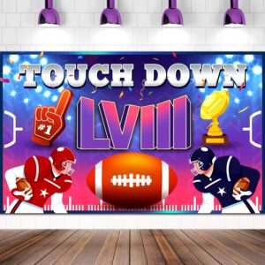 large 71" x 43" super football backdrop, super football party decorations 2024 backdrop, super football decorations 2024 touchdown banner, super football party supplies 2024 tineit