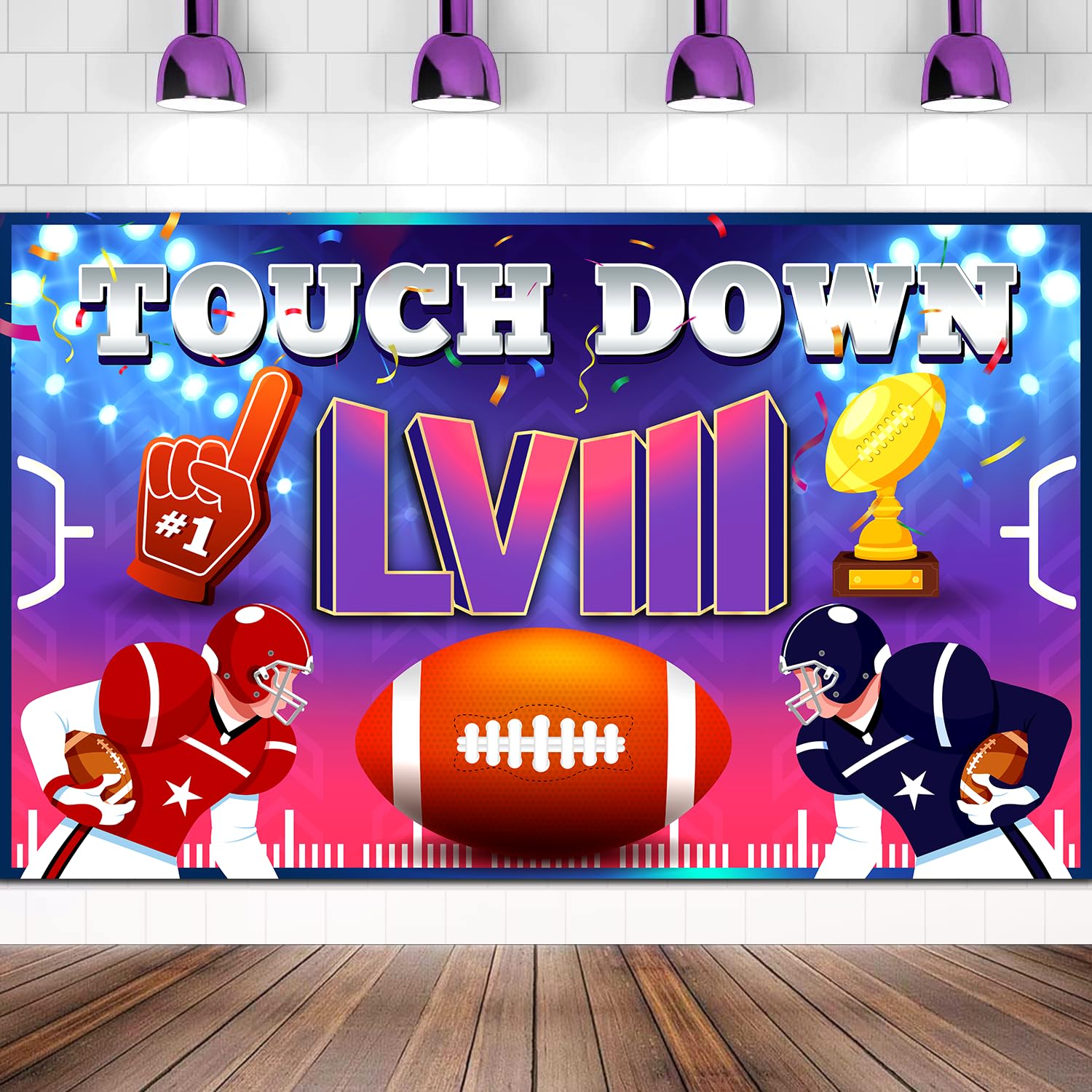 Large 71" X 43" Super Football Backdrop, Super Football Party Decorations 2024 Backdrop, Super Football Decorations 2024 Touchdown Banner, Super Football Party Supplies 2024 tineit