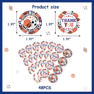 Sursurprise Sports Stickers All Star Thank You Circle Labels Sports Themed Birthday Party Favors 2 Inch 48 Pack