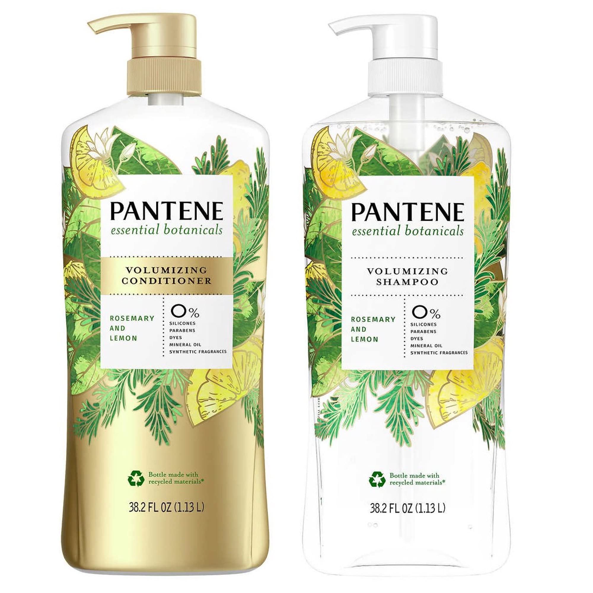 Pantene Essential Botanicals Rosemary and Lemon Volumizing Shampoo and Conditioner Set, 38.2 fl oz each