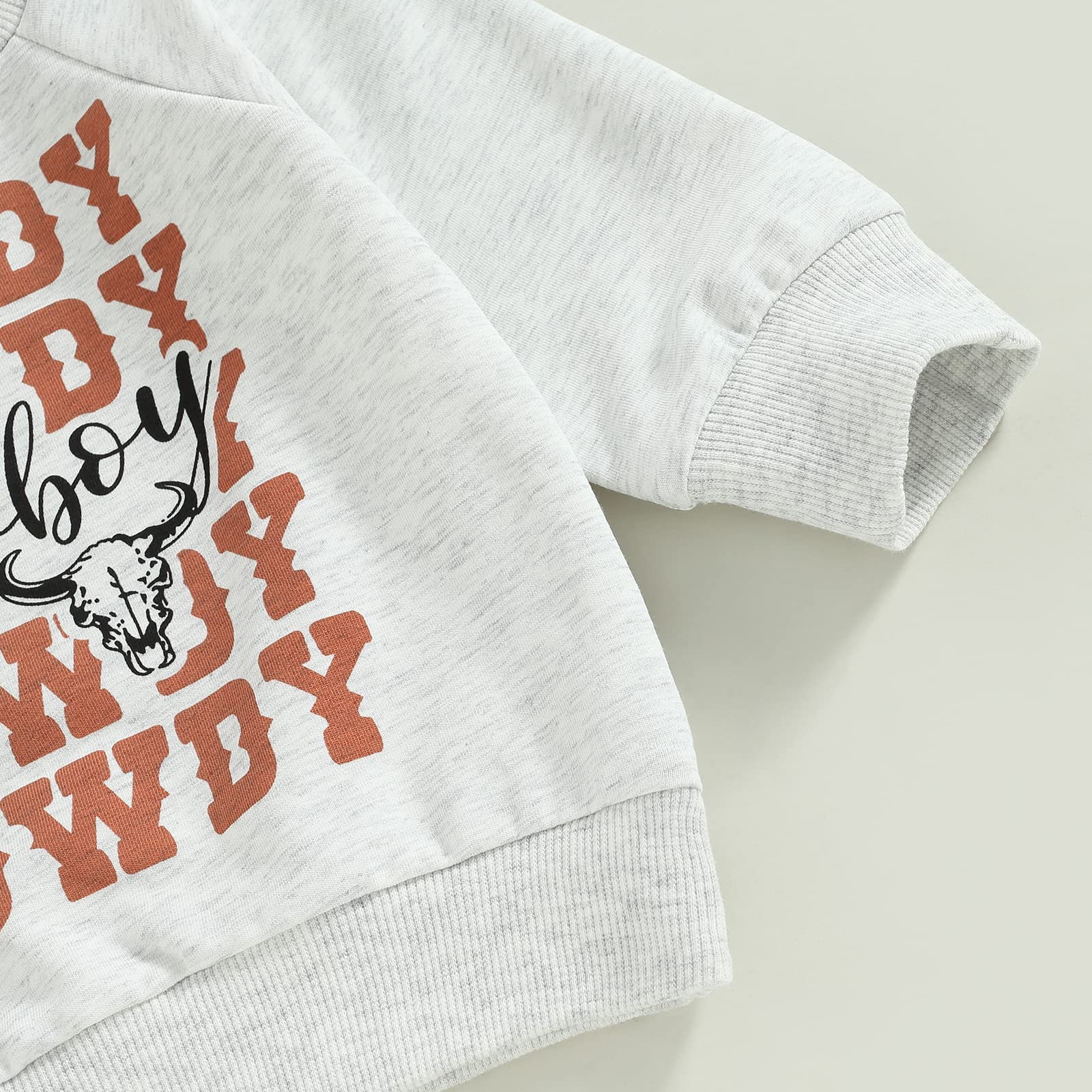 Omkzanbi Baby Western Cowboy Clothes Cow Printed Sweatshirt Pullover Retro Boho Jogger Pants Toddlers Boy Fall Winter Outfit (Howdy Western Cowboy Suit, 18-24 Months)