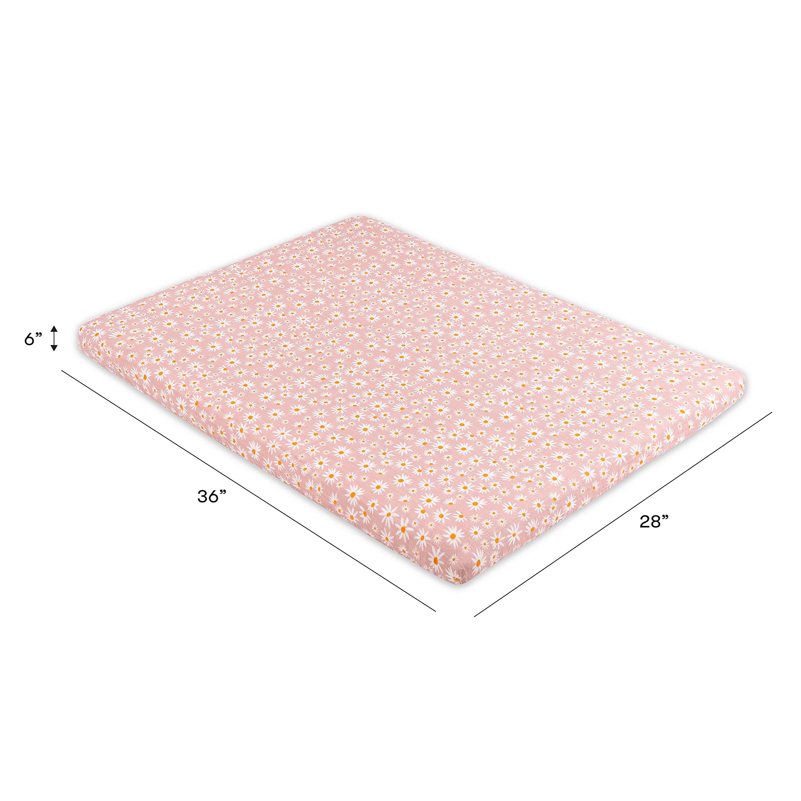 Babyletto 100% Organic Cotton All-Stages Midi Crib Sheet, GOTS-Certified, Fitted 360°, Ultra-Soft and Breathable Muslin - Daisy