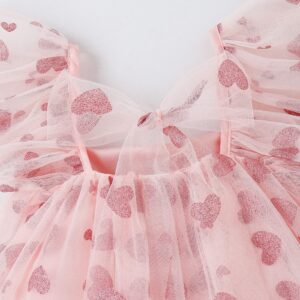 Valentine's Day Baby Girl Tulle Dress Kids Heart Tutu Skirt Lace Sleeveless Princess Sundress (Pink,12-18M)