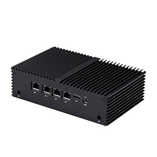 Peojek Mini Pc Barebones PC Pe6412L4 Intel Celeron J6412, Up to 2.6Ghz Barebones 4 LAN, M.2 for 5G, Router Firewall Proxy WiFi Access Point Small Business Desktop Home Firewall Device