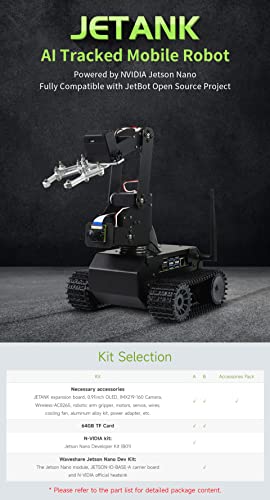 Waveshare JETANK AI Kit, AI Tracked Mobile Robot, AI Vision Robot, Includes Waveshare Jetson Nano Dev Kit 4GB (NOT Support Nano 2GB)