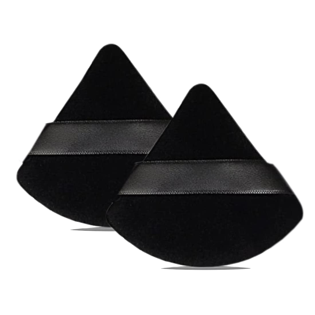 2 Pcs Pure Cotton Triangle Powder Puff,Face Soft Makeup Puff for Loose Powder,Velour Cosmetic Foundation Beauty Makeup Tools Wet Dry-Black