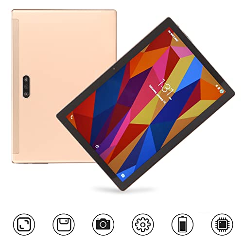 Office Tablet 13 MP Camera Dual SIM Dual Standby Gold Tablet 100‑240 V for Work (US Plug)