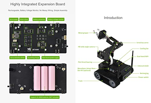 Waveshare JETANK AI Kit, AI Tracked Mobile Robot, AI Vision Robot, Includes Waveshare Jetson Nano Dev Kit 4GB (NOT Support Nano 2GB)