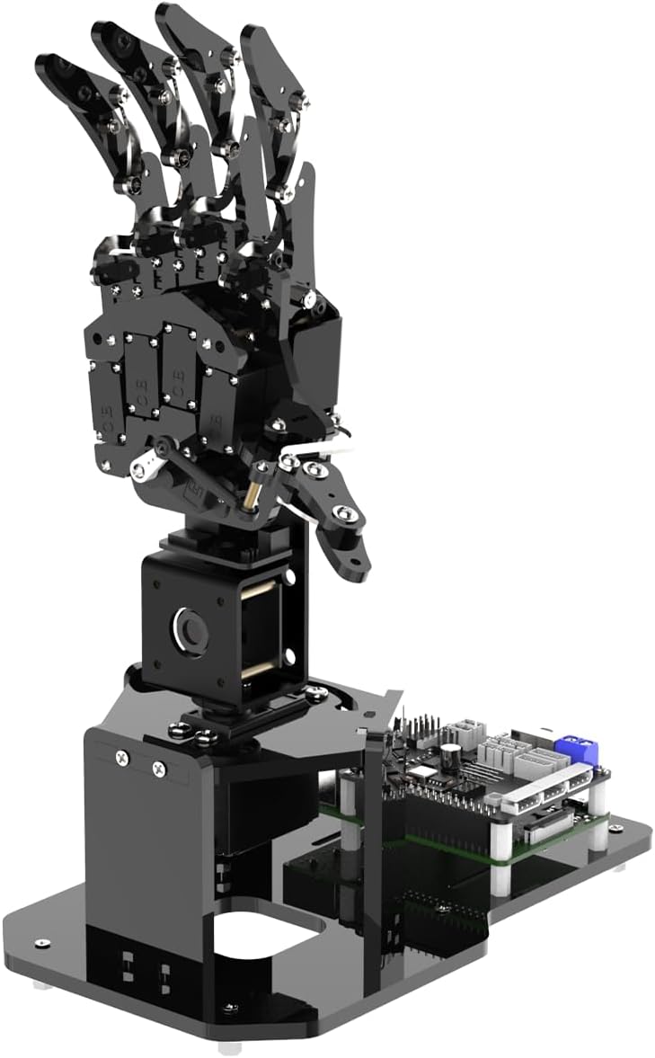 HIWONDER uHandPi Raspberry Pi Robotic Hand AI Vision Bionic Mechanical Hand with Python Programming Powered by Raspberry Pi 4B 4GB (Left Hand)