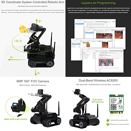 Waveshare JETANK AI Kit, AI Tracked Mobile Robot, AI Vision Robot, Includes Waveshare Jetson Nano Dev Kit 4GB (NOT Support Nano 2GB)