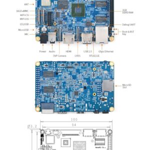 NanoPC-T3 Plus Open Source Single Board Computer with Gbit Ethernet Ports 2GB 32bit DDR3 RAM 16GB eMMC Based in S5P6818 Soc Support Android5.1 UbuntuCore+Qt OS (with Heat Sink and Antenna)